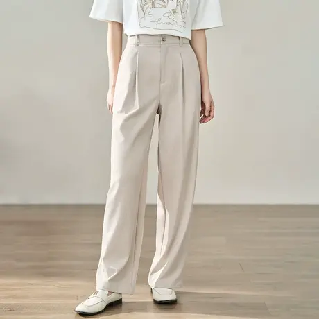 【商场同款】茵曼中高腰萝卜九分裤2023夏季女装新款遮腹显瘦长裤图片