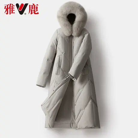 雅鹿大狐狸毛领羽绒服女中长款连帽2022冬季新款妈妈款保暖外套潮商品大图