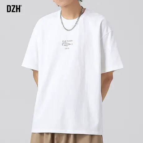 男士白色t恤男夏季潮牌百搭上衣宽松男装2023新款纯棉短袖体恤潮商品大图