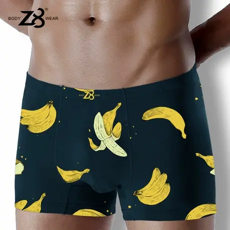 Z8男士内裤男生四角莫代尔一片式个性青年运动宽松透气抑菌平角裤商品大图