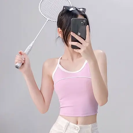 吊带背心女带胸垫2025新款夏可外穿一体式内衣美背上衣防走光文胸商品大图