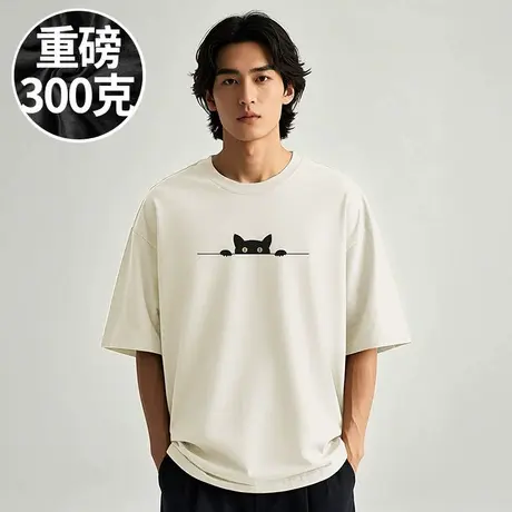 2025短袖T恤男美式潮牌纯棉白色打底衫胖子男装大码夏季半袖潮流商品大图