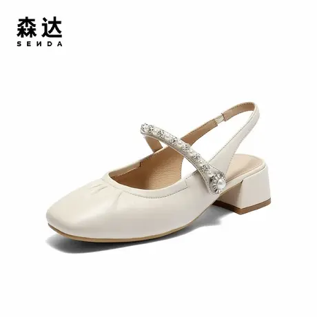 森达包头凉鞋女款2025夏季新商场同款时尚粗跟凉鞋XNU01BH5图片