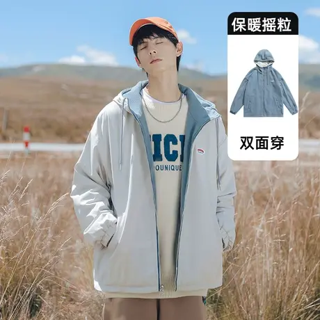 男士秋季摇粒绒夹克外套男韩版潮流2023新款两面穿上衣小众情侣装商品大图