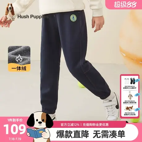 暇步士童装男童加绒长裤秋冬新款儿童休闲百搭一体绒运动裤子图片