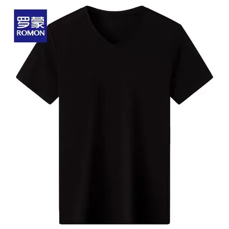 【官方正品】罗蒙2023夏季新款短袖T恤衫男中青年V领休闲百搭t恤图片