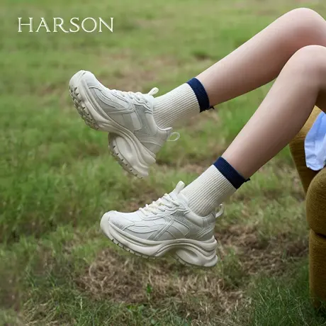 哈森/HARSON【悦跑系列】25秋新款水钻厚底老爹鞋百搭休闲运动鞋商品大图