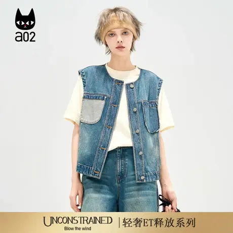 a02【ET释放系列】工装牛仔马甲女秋季新款无袖外套通勤穿搭图片