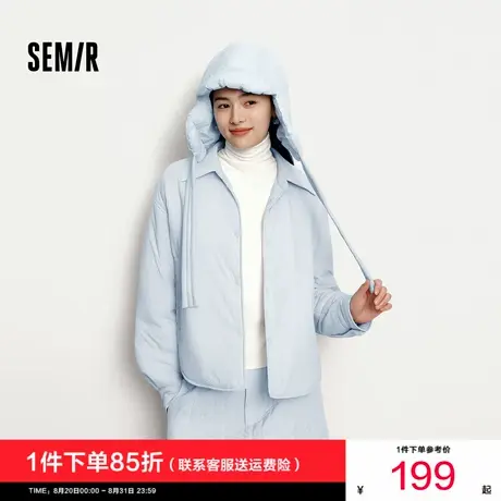森马棉服女轻薄oversize松弛感2025冬新款翻领肌理花苞棉衣少女感图片