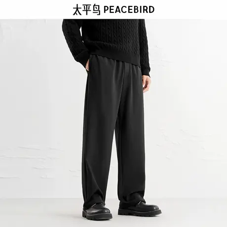 太平鸟男装休闲裤25秋季肌理提花直筒运动裤弹力百搭卫裤男K商品大图