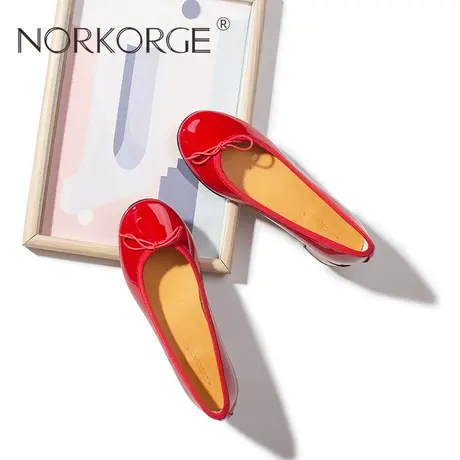 复古红色蝴蝶结单鞋女鞋商品大图