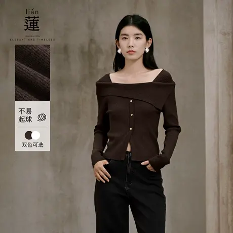 【商场同款】阿依莲气质修身针织衫女25秋季新款洋气小众长袖上衣商品大图