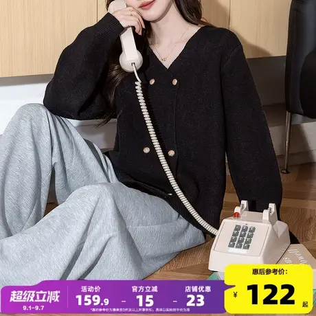 唐狮2025秋冬季女毛衣气质简约双排扣开衫小香风外套高级百搭图片