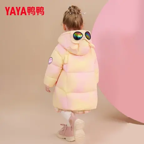 鸭鸭儿童羽绒服2025冬季新款女童中长款连帽加厚保暖宝宝外套YX商品大图