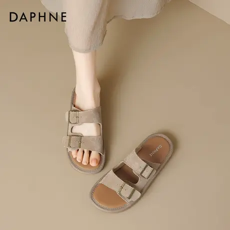 达芙妮复古平底凉拖鞋女2025春夏新款勃肯拖鞋一字拖沙滩鞋子外穿图片