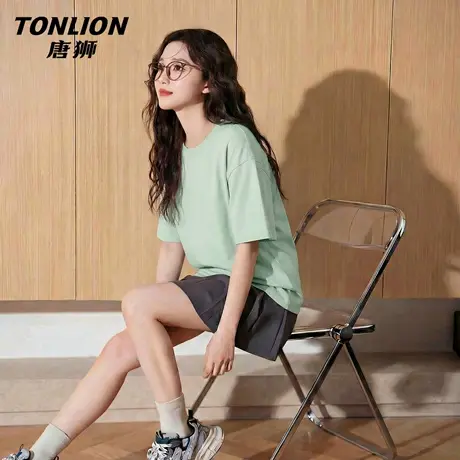 唐狮官方纯棉短袖t恤女2026新款夏宽松大码打底衫半袖外出上衣VC图片