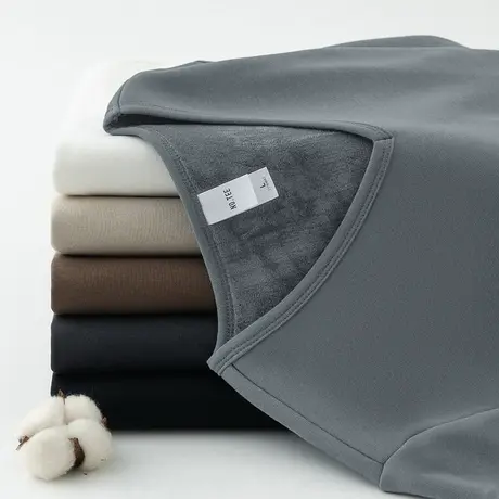 长袖t恤男装加绒加厚V领纯色上衣服秋冬潮流修身内搭秋衣保暖小衫商品大图