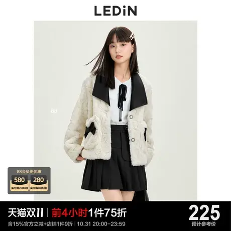 乐町撞色气质千金毛毛厚外套冬季新款设计感女装甜美高级感仿皮草图片