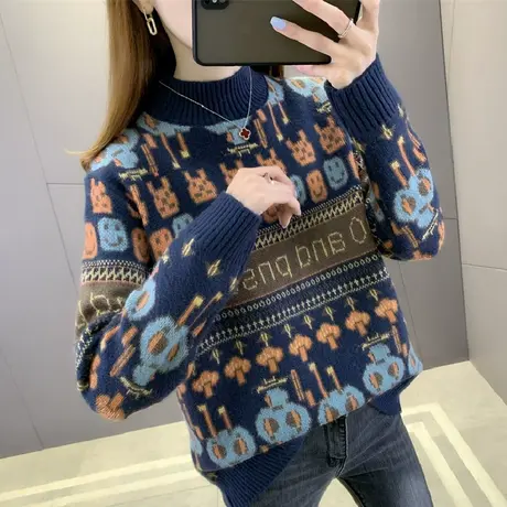 冬季女装女士半高领毛衣女秋冬2023新款加厚爆款加绒内搭打底衫商品大图