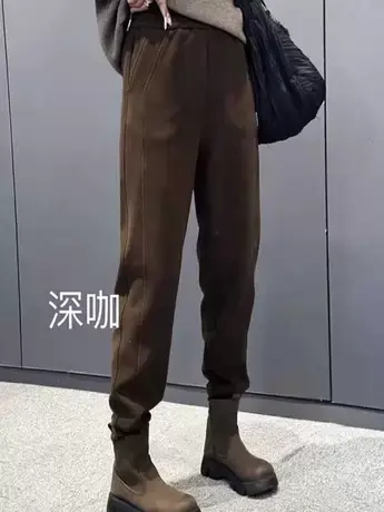 欧货哈伦裤女2023秋冬季新款高腰显瘦加绒加厚萝卜裤时尚百搭卫裤图片