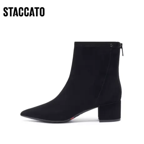 [定制小码32/大码41胖瘦脚]思加图冬通勤时装女皮靴EQ101DD3A商品大图