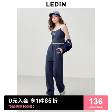 乐町运动简约休闲裤女2023年春夏甜系卫裤女宽松设计感运动裤商品大图
