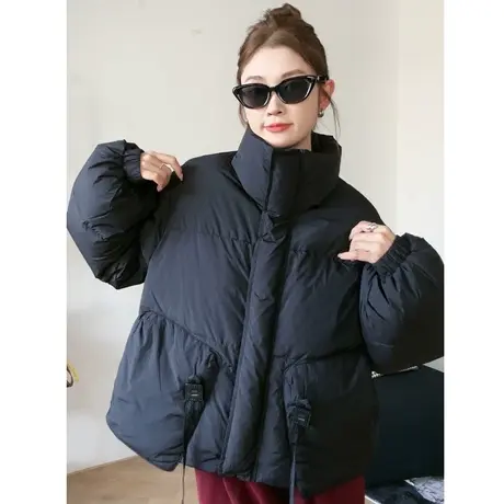 尔给设计感超好看加厚立领羽绒服女2023新款冬季小个子面包服外套图片