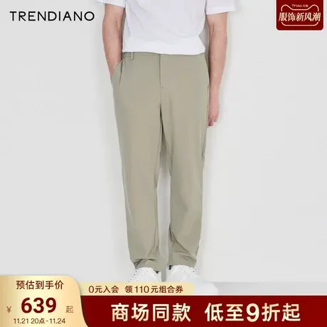 TRENDIANO官方2023新款夏季简约利落半松紧腰休闲直筒西裤男潮商品大图