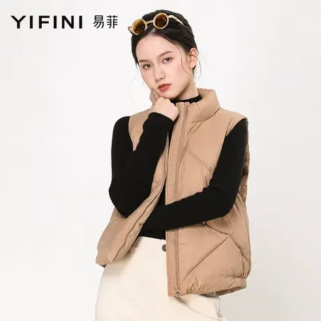 Yifini/易菲立领羽绒马甲女秋冬新款休闲宽松马夹背心外搭女商品大图