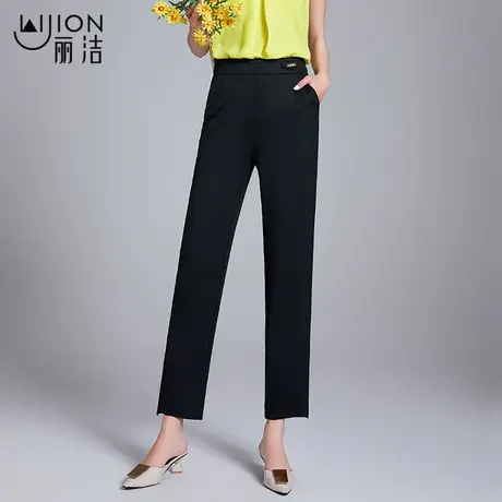 丽洁女裤休闲直筒裤女2023年春秋新款高腰显瘦垂感西装裤修身长裤商品大图