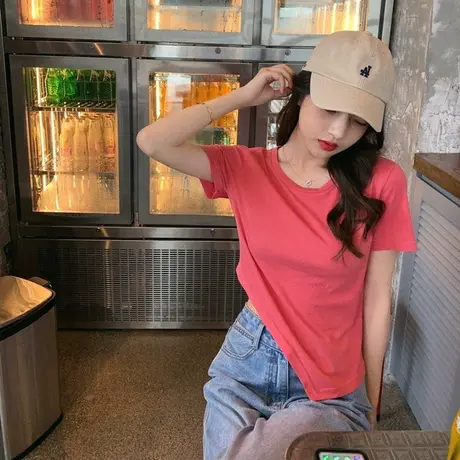 2023新款春夏欧货别致小衫爆款纯欲上衣甜辣妹短款女装短袖t恤ins图片