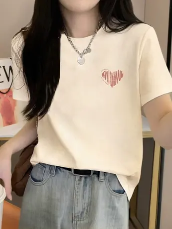情侣装仿棉短袖t恤女2023新款夏季时尚洋气减龄宽松显瘦百搭上衣商品大图