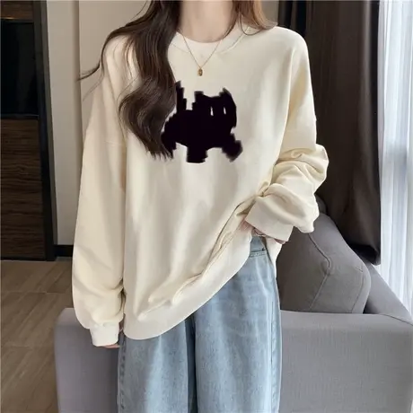 ins超火加绒加厚无帽卫衣女秋冬韩版宽松长袖上衣外套韩系慵懒风商品大图