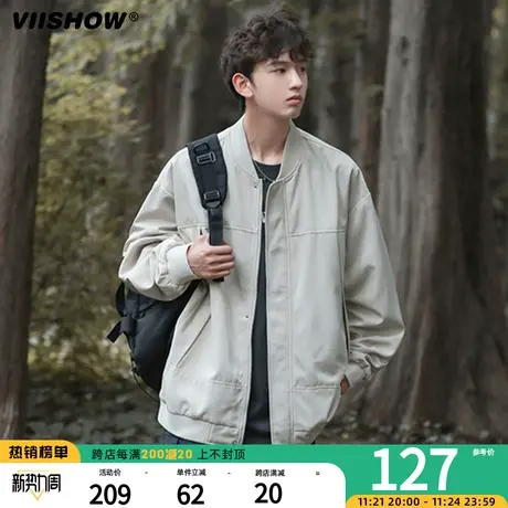 VIISHOW外套男春秋季日系复古休闲工装宽松潮牌飞行员夹克棒球服图片