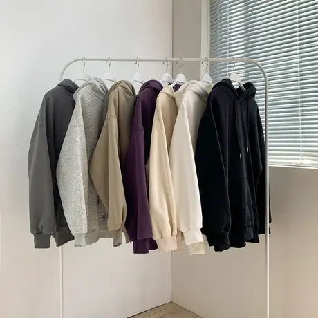 连帽卫衣男士潮流秋冬季宽松大码上衣服情侣休闲百搭保暖加绒外套商品大图