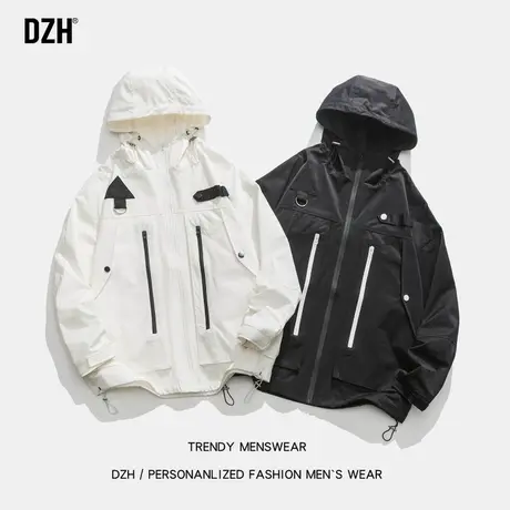 男士户外冲锋衣男款防风外套男春秋潮牌连帽工装夹克男装2023新款商品大图