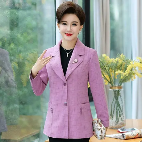 中年女式春装外套洋气上衣2022新款40岁50妈妈薄款西装春秋款套装商品大图