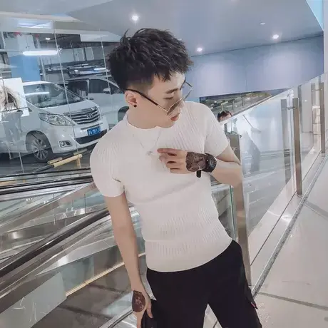 2023春季新款潮男短袖T恤社会小伙网红同款潮流打底衫帅气半袖潮商品大图