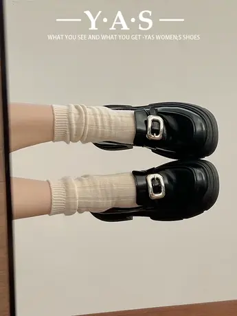 厚底乐福鞋女2024春季新款英伦风黑色小皮鞋法式复古玛丽珍jk单鞋商品大图
