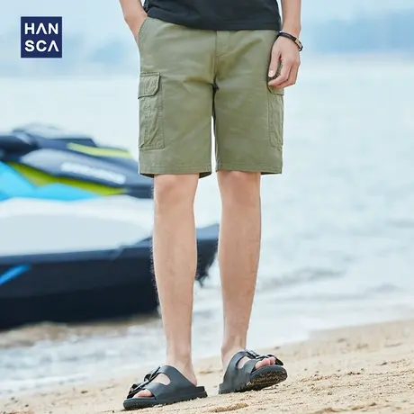 汉斯卡 2021春夏新款休闲短裤男潮流宽松韩版 运动工装五分裤百搭商品大图
