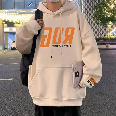 美式复古高街hiphop连帽卫衣男春秋季oversize潮牌宽松慵懒风外套商品大图