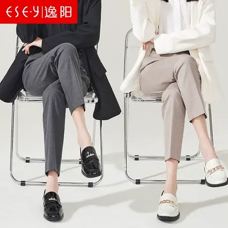 逸阳智慧裤2.0 九分灰色西装裤女2023春秋新款宽松烟管版西裤0435图片