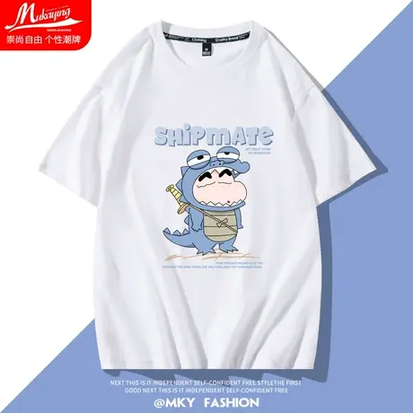 短袖t恤男2023男款日系卡通动漫青少年夏季宽松潮牌纯棉半袖衣服图片