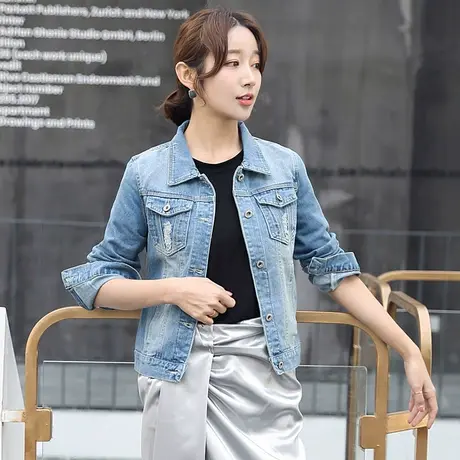 牛仔外套女春秋短款新款韩版修身显瘦学生长袖牛仔服大码上衣潮浅商品大图