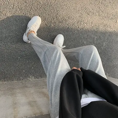 灰色运动裤女2022新款春秋冬宽松束脚休闲显瘦加绒加厚哈伦卫裤子图片