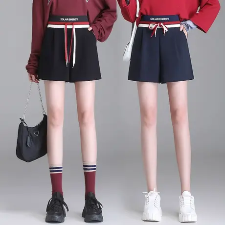 运动短裤女秋季新款2023韩版宽松阔腿裤小个子时尚休闲松紧腰裤子商品大图