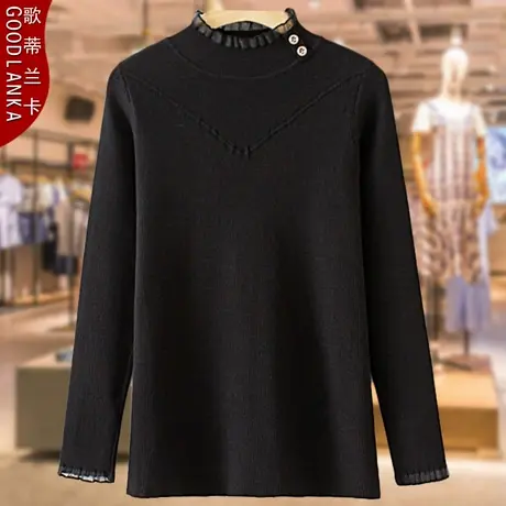 中年四五十岁妈妈秋冬装针织打底衫洋气时尚加肥加大码半高领毛衣商品大图