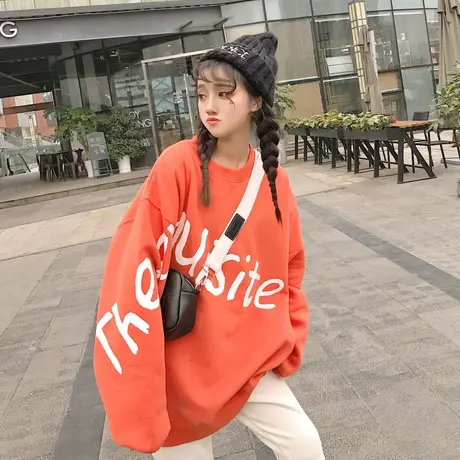 卫衣女2022新款秋冬季韩版宽松设计感小众上衣慵懒风加绒加厚外套商品大图