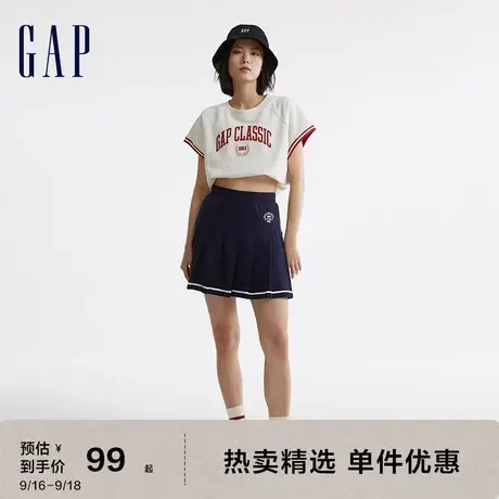 【明星同款】Gap女装夏季新款LOGO法式圈织软卫衣591199短袖上衣图片