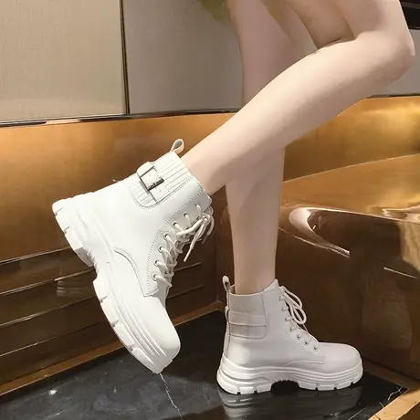 马丁靴女显脚小增高英伦风炸街鞋子短靴小个子女款冬靴子百搭加绒图片